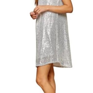 ANDREE BY UNIT Silver Sequin Mini Dress
